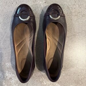 Clarks Dark Purple Flats with Silver Accent